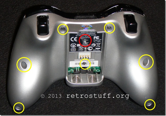 Xbox 360 Controller screw locations