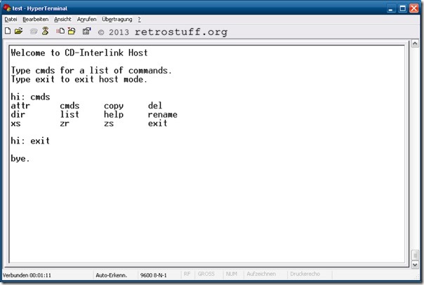 Hyper Terminal CD-i'nterlink Host