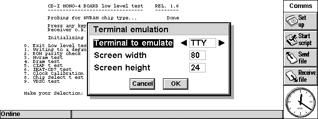 Psion Comms Terminal emulation