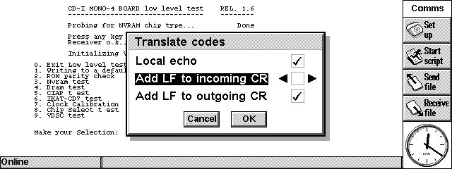 Psion Comms Translate codes