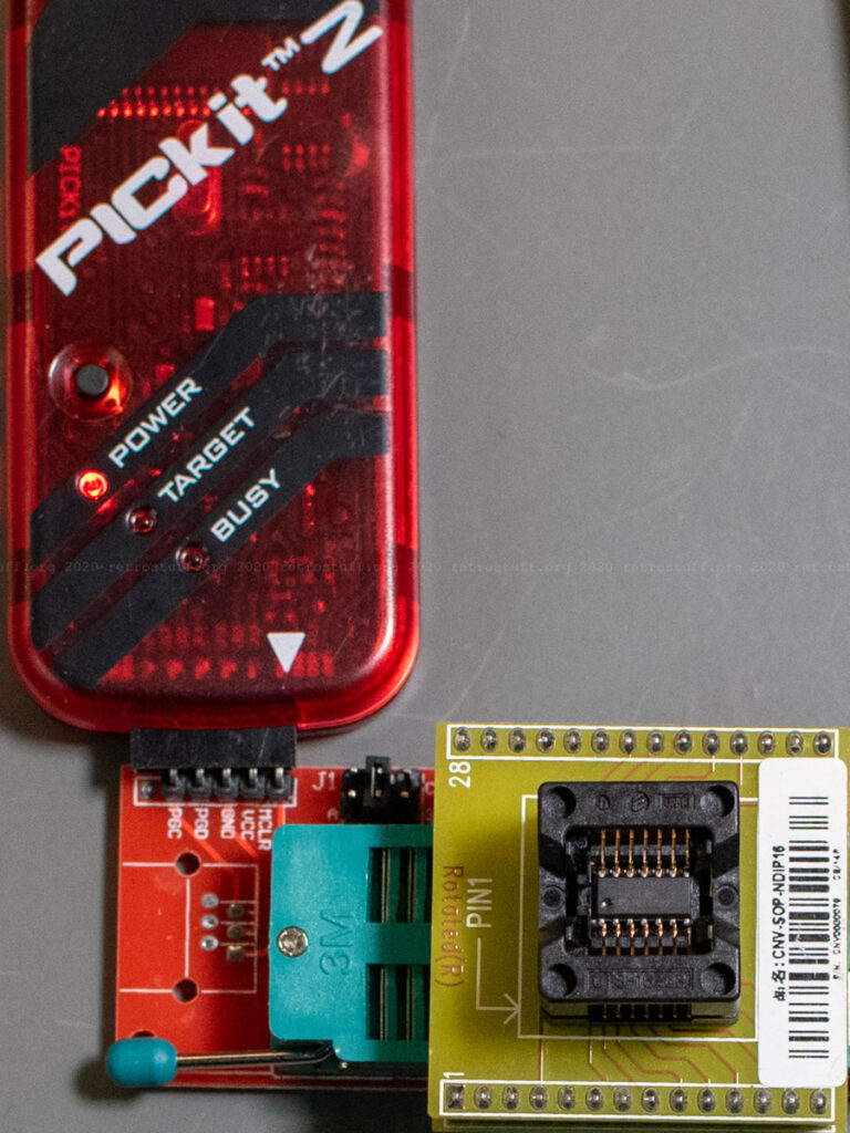 PICkit 2 with ZIF socket, SOIC-14 adapter and PIC16F630-I/SL